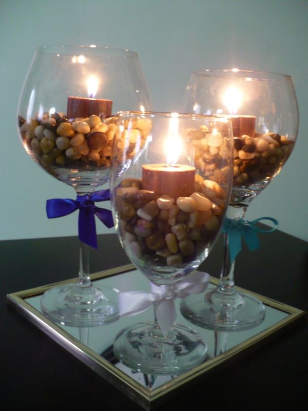 свещници от чаши за вино